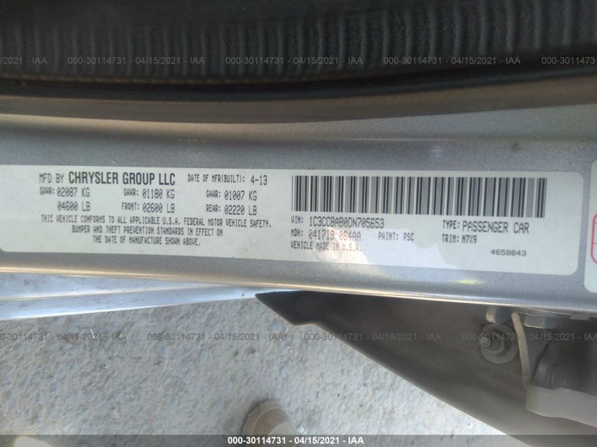 2013 CHRYSLER 200 LX 1C3CCBAB0DN705653