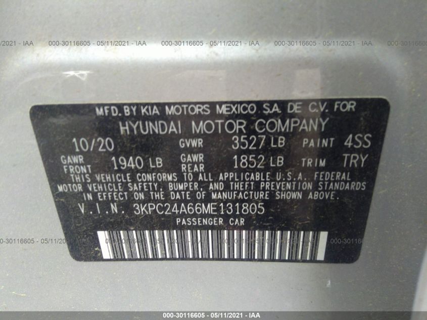 2021 HYUNDAI ACCENT SE 3KPC24A66ME131805