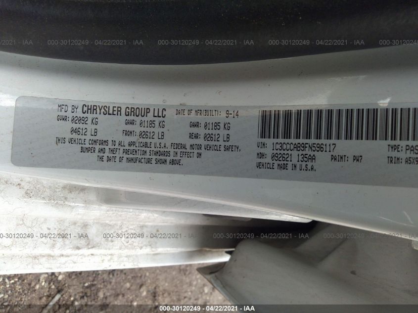 2015 CHRYSLER 200 LIMITED 1C3CCCAB9FN596117