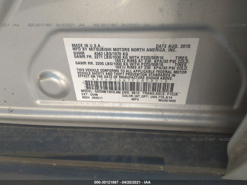 2015 MITSUBISHI OUTLANDER SPORT 2.4 ES 4A4AP3AW7FE050516
