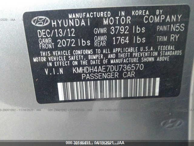 2013 HYUNDAI ELANTRA LIMITED KMHDH4AE7DU736570