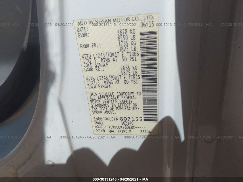 2015 NISSAN NV SV/S/SL 1N6BF0KL9FN807155