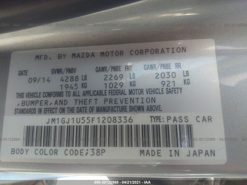 2015 MAZDA MAZDA6 I SPORT JM1GJ1U55F1208336