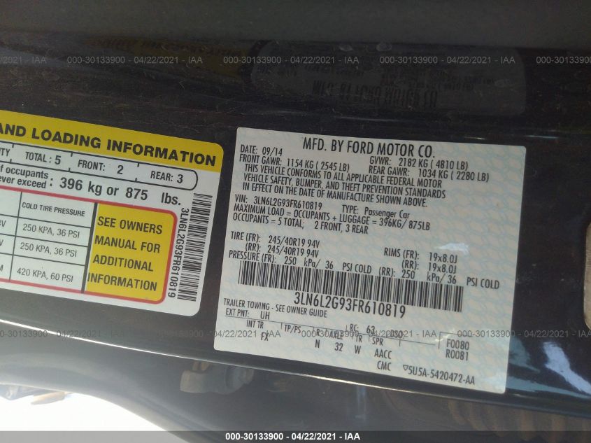 2015 LINCOLN MKZ 3LN6L2G93FR610819