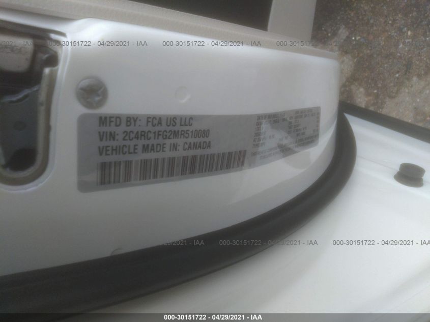Auction sale of the 2021 CHRYSLER PACIFICA , vin: 2C4RC1FG2MR510080, lot number: 30151722