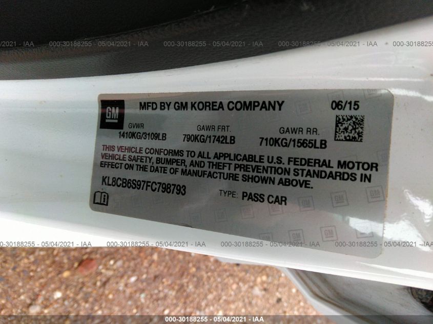 2015 CHEVROLET SPARK LS KL8CB6S97FC798793