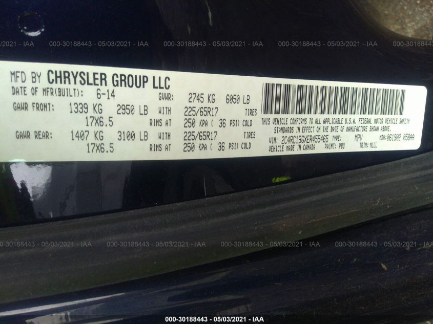 2014 CHRYSLER TOWN & COUNTRY TOURING 2C4RC1BGXER455465