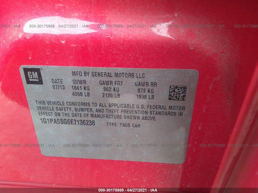 2014 CHEVROLET CRUZE LS 1G1PA5SG6E7136238