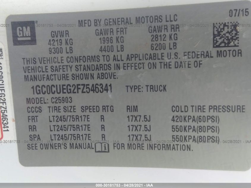 2015 CHEVROLET SILVERADO 2500HD WORK TRUCK 1GC0CUEG2FZ546341