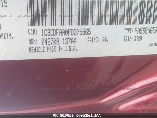 2015 DODGE DART SE 1C3CDFAA0FD375565