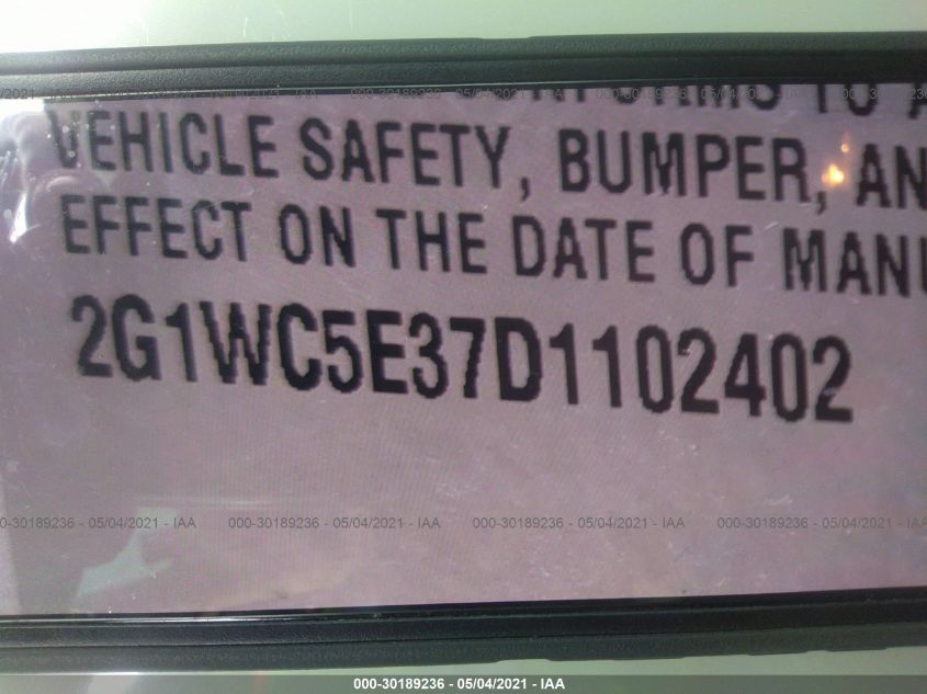 2013 CHEVROLET IMPALA LTZ 2G1WC5E37D1102402