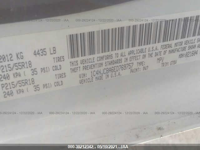 2014 JEEP COMPASS ALTITUDE 1C4NJCBA6ED769757