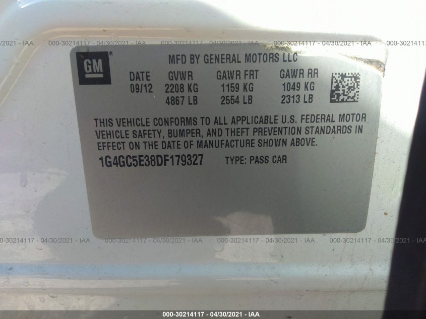 2013 BUICK LACROSSE LEATHER 1G4GC5E38DF179327