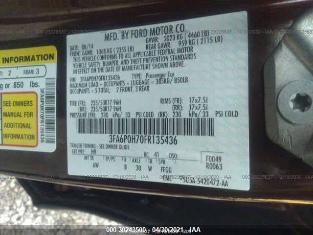 2015 FORD FUSION SE 3FA6P0H70FR135436