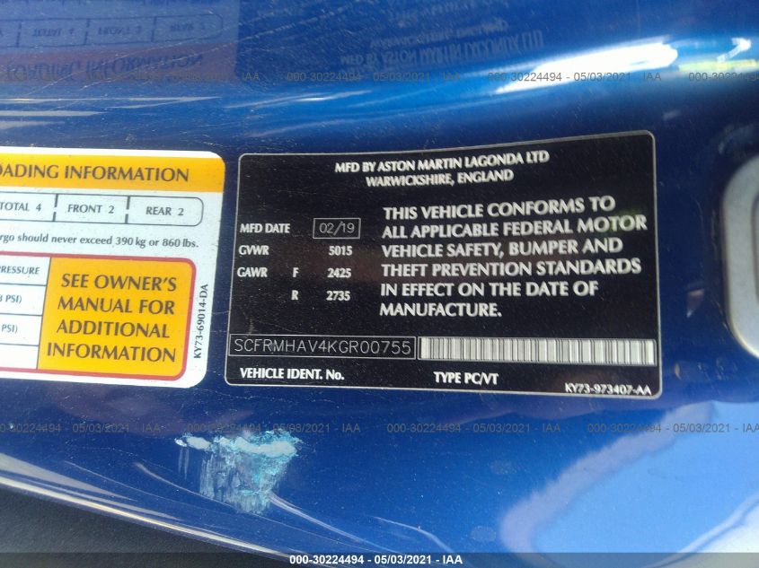 2019 Aston Martin DBS - SCFRMHAV4KGR00755