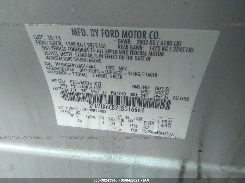 2014 FORD FLEX SEL 2FMHK6C82EBD16664