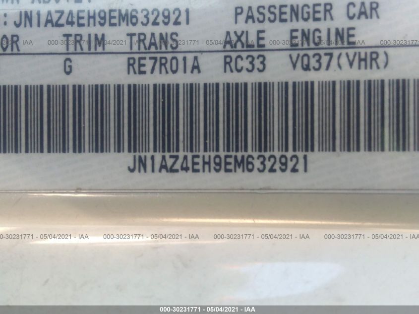 2014 NISSAN 370Z TOURING JN1AZ4EH9EM632921