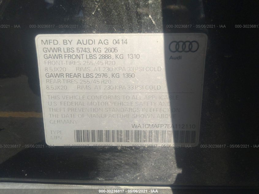 WA1CMAFP7EA112110 2014 AUDI Q5, photo no. 9