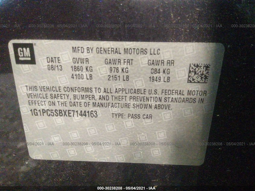 2014 CHEVROLET CRUZE 1LT 1G1PC5SBXE7144163