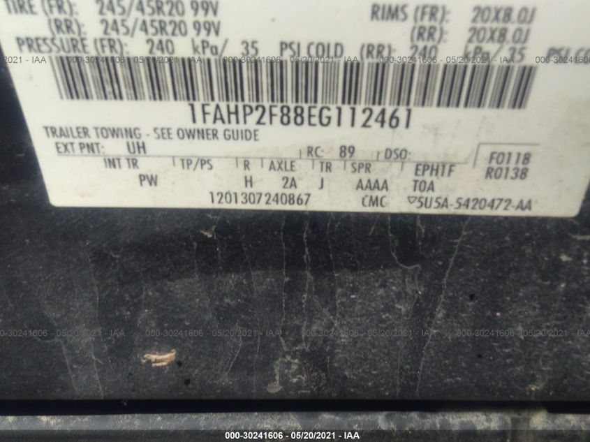2014 FORD TAURUS LIMITED 1FAHP2F88EG112461