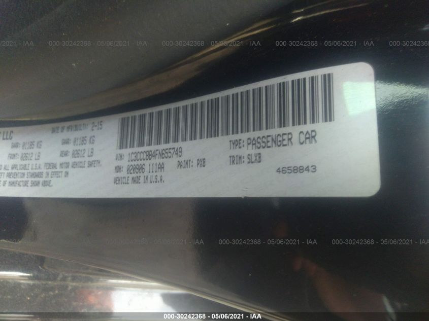 2015 CHRYSLER 200 S 1C3CCCBB4FN655749