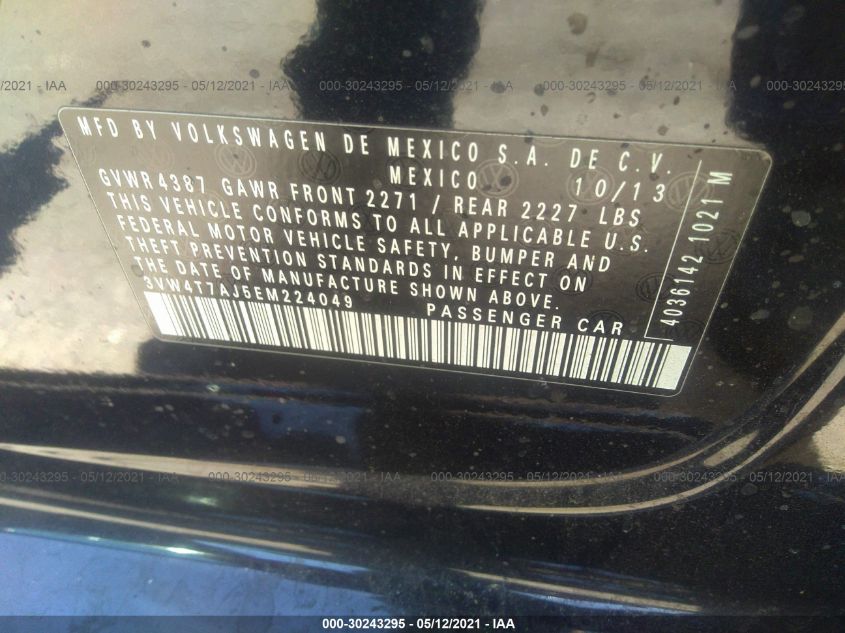 2014 VOLKSWAGEN JETTA SEDAN GLI AUTOBAHN 3VW4T7AJ5EM224049