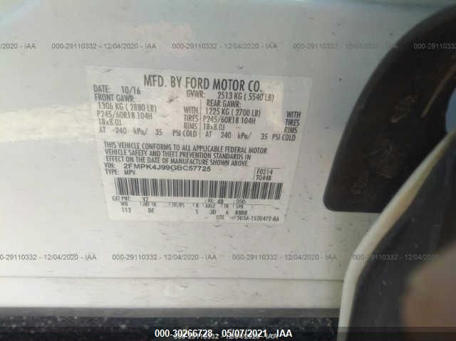 2016 FORD EDGE SEL 2FMPK4J99GBC57725