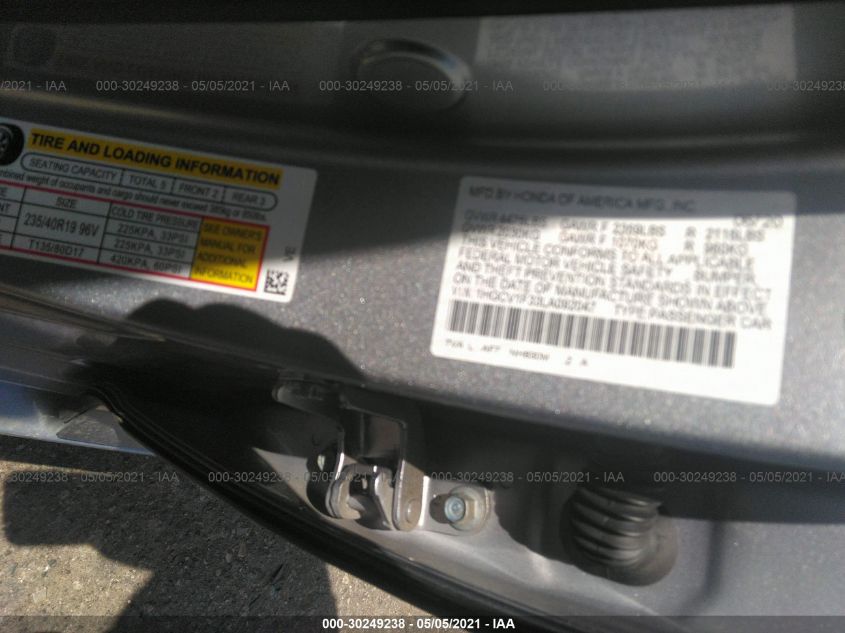 2020 HONDA ACCORD SEDAN SPORT 1HGCV1F33LA092047