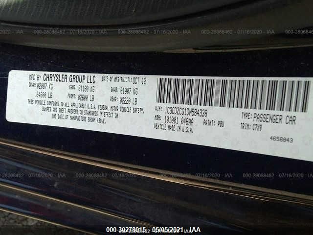 2013 DODGE AVENGER SXT 1C3CDZCG1DN584338