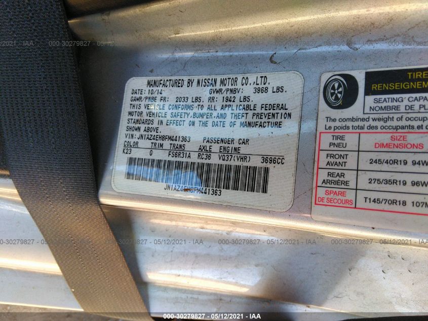 2015 NISSAN 370Z SPORT JN1AZ4EH8FM441363