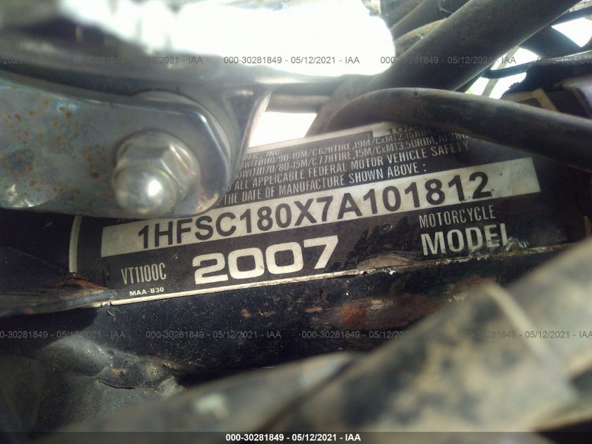 2007 HONDA VT1100 C 1HFSC180X7A101812