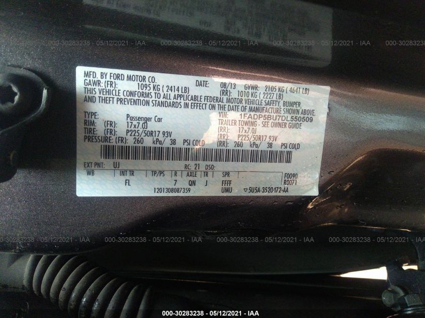 2013 FORD C-MAX HYBRID SEL 1FADP5BU7DL550509