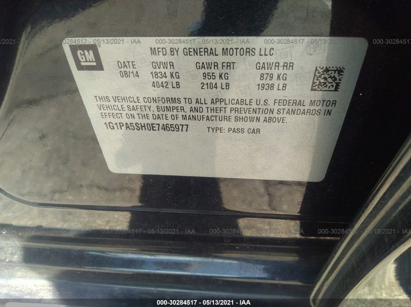 2014 CHEVROLET CRUZE LS 1G1PA5SH0E7465977