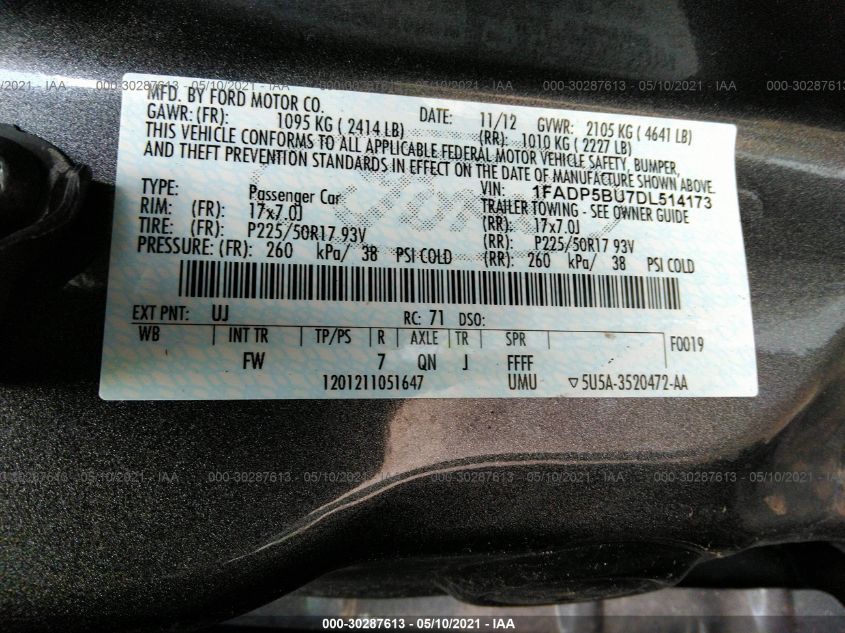 2013 FORD C-MAX HYBRID SEL 1FADP5BU7DL514173