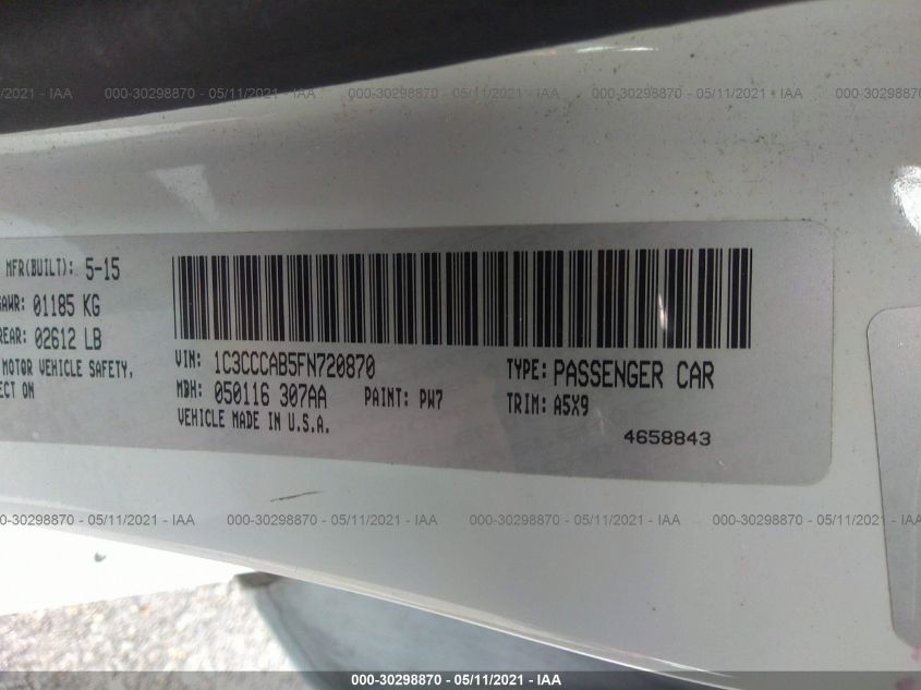 2015 CHRYSLER 200 LIMITED 1C3CCCAB5FN720870
