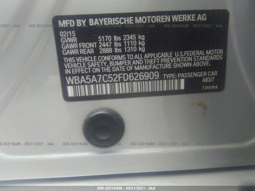 2015 BMW 5 SERIES 528I XDRIVE WBA5A7C52FD626909