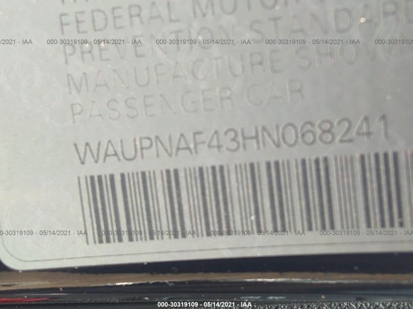 2017 AUDI A4 PREMIUM PLUS WAUPNAF43HN068241