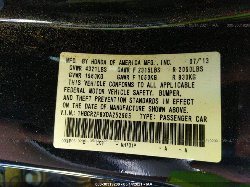 2013 HONDA ACCORD SDN EX-L 1HGCR2F8XDA252965