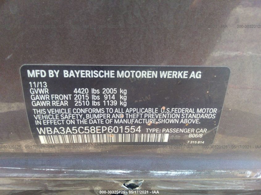 2014 BMW 3 SERIES 328I WBA3A5C58EP601554