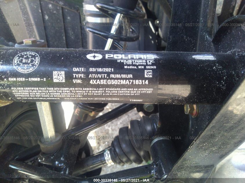 2021 POLARIS SPORTSMAN 450 H.O. UTILITY PACKAGE 4XASEG502MA718314
