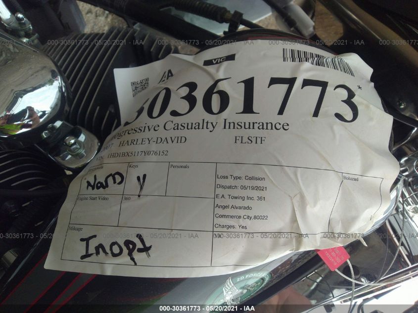 2007 HARLEY-DAVIDSON FLSTF 1HD1BX5117Y076152