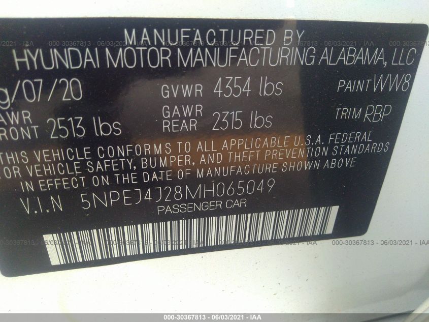 2021 HYUNDAI SONATA SEL PLUS 5NPEJ4J28MH065049