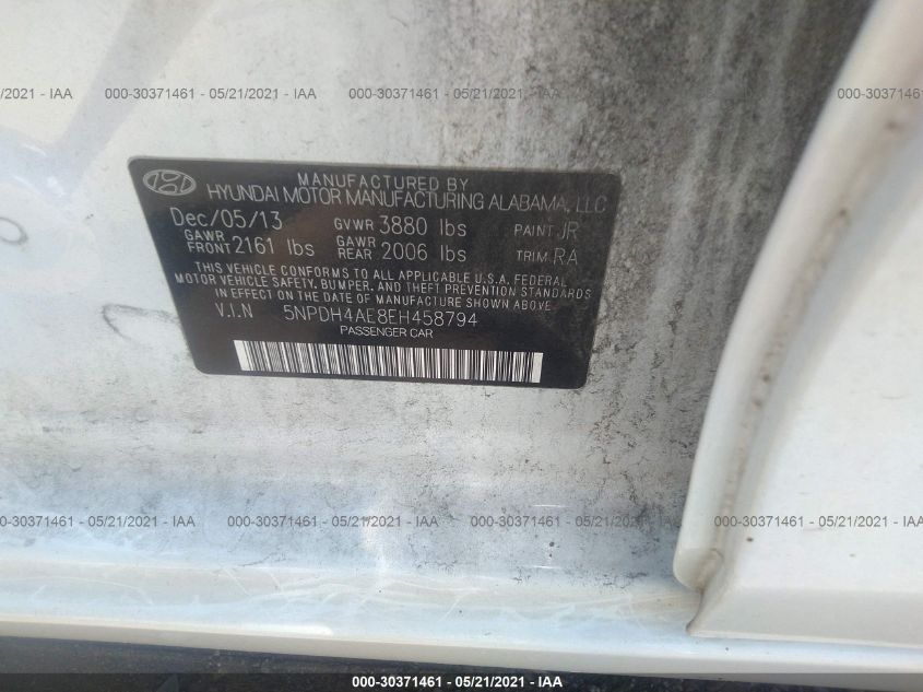 2014 HYUNDAI ELANTRA SE 5NPDH4AE8EH458794