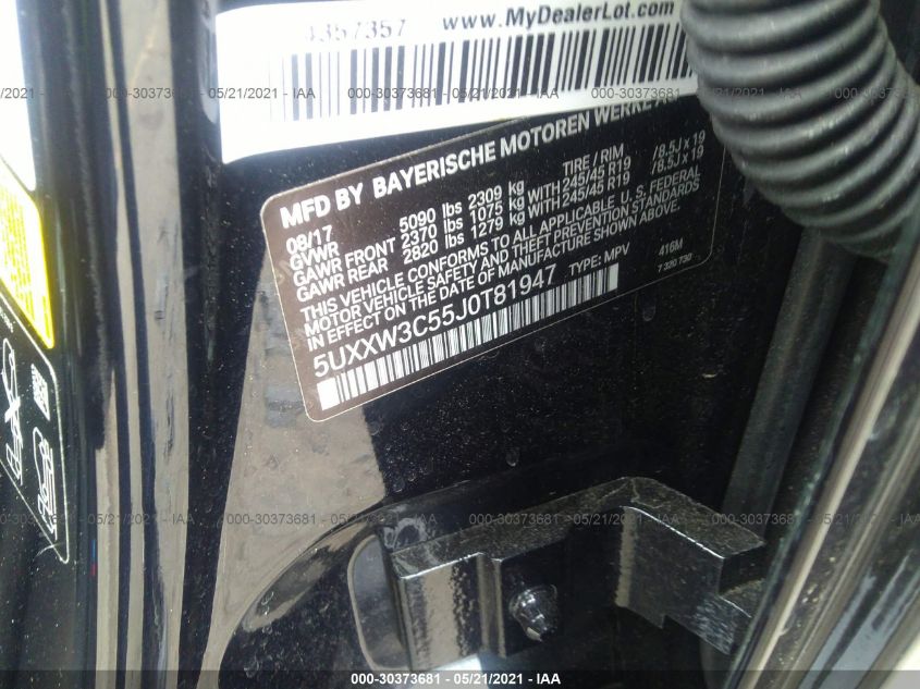 Auction sale of the 2018 BMW X4 , vin: 5UXXW3C55J0T81947, lot number: 30373681