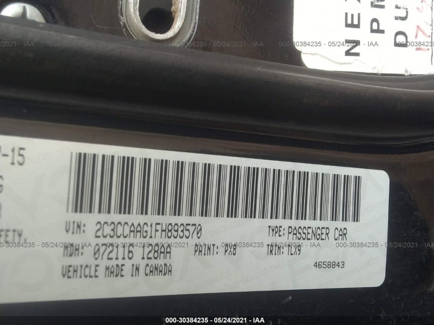 2015 CHRYSLER 300 LIMITED 2C3CCAAG1FH893570