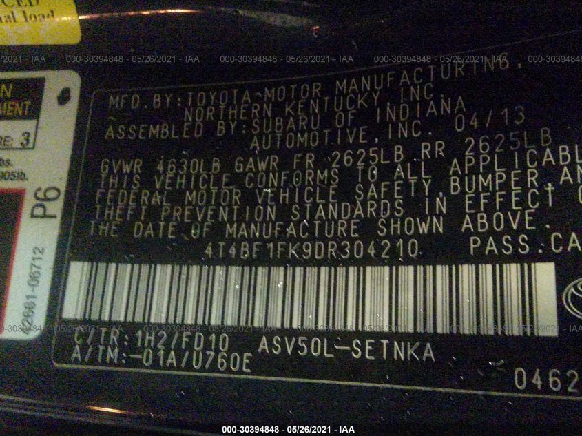 2013 TOYOTA CAMRY L/LE/SE/XLE 4T4BF1FK9DR304210