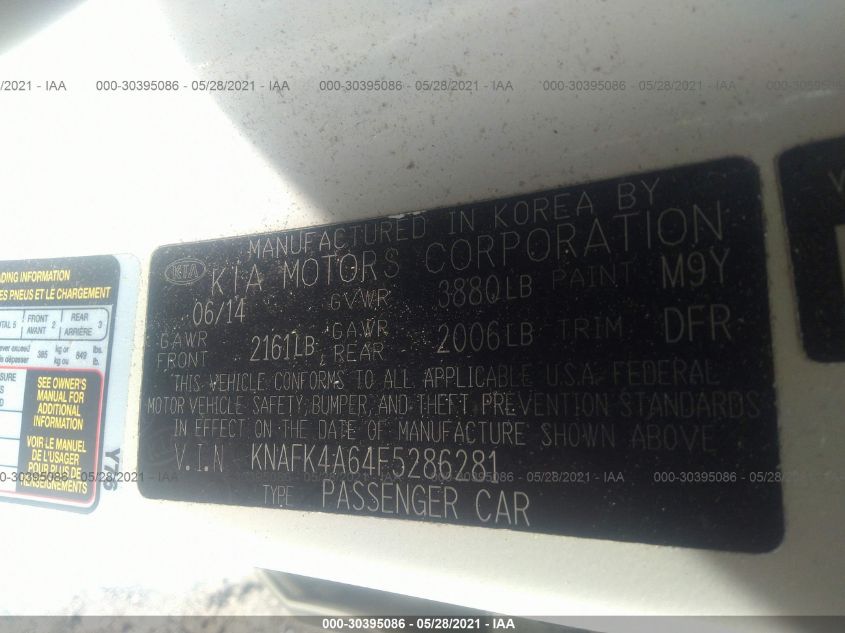 2015 KIA FORTE LX KNAFK4A64F5286281