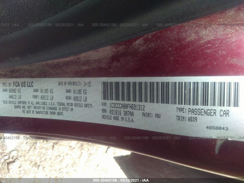 2015 CHRYSLER 200 LIMITED - 1C3CCCAB0FN691312