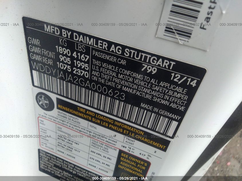 2016 Mercedes-Benz AMG-Class - WDDYJAJA2GA000623