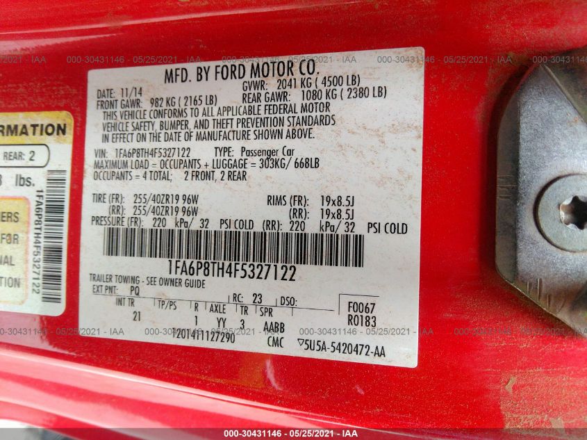 2015 FORD MUSTANG ECOBOOST 1FA6P8TH4F5327122